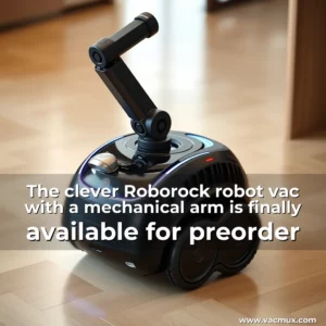 Artistic representation for The clever Roborock robot vac with a mechanical arm is finally available for preorder